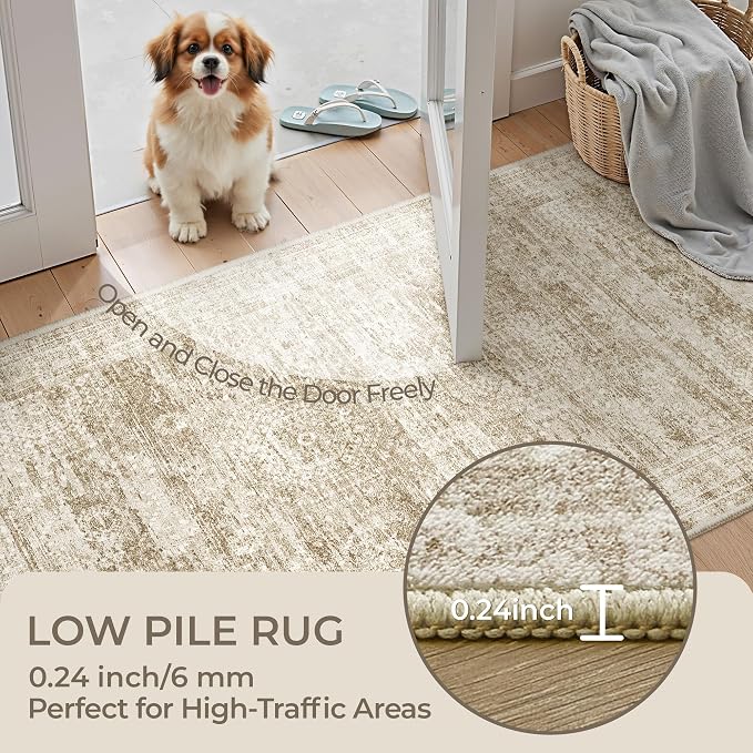 3x20 Runner Rug Non Slip,Washable Hallway Runner Rug,Brown | Extra Long Runner Rugs for Hallway,Entryway,Bedroom,Living Room,Dining Room,Thin,Soft Rug,Stain Resistant Indoor Carpet