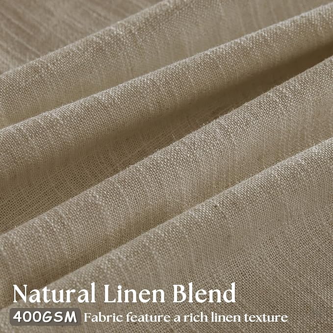 TWODRAPES Dark Flax Linen Curtains 120 Inches Long for Living Room Bedroom Pinch Pleated Back Tab Privacy Curtains 120 Inch Length 2 Panels Light Filtering Greige Tan Brown Farmhouse Drapes 10 FT