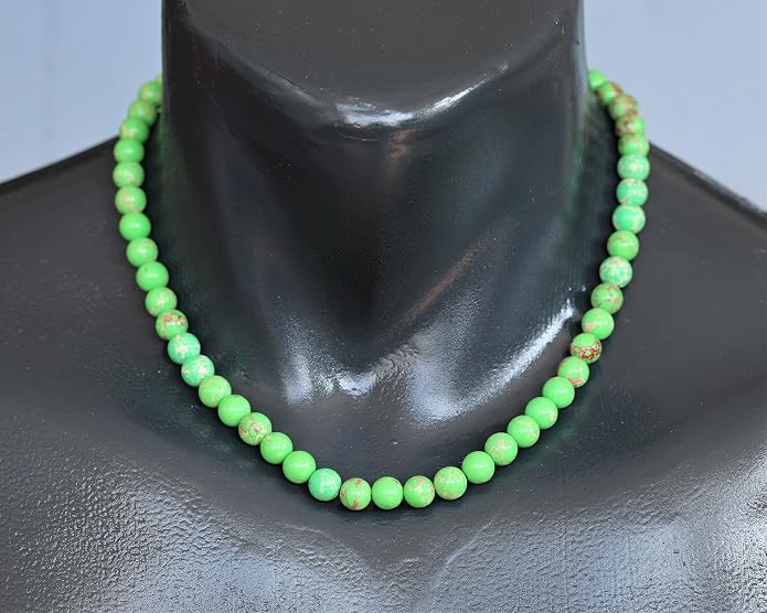 Natural Gemstone Beaded Choker Necklace | 8mm Handmade Adjustable Jewelry for Men & Women | Chakra Balancing Crystal Necklace | Spiritual Gift | Macrame Cord with Extender