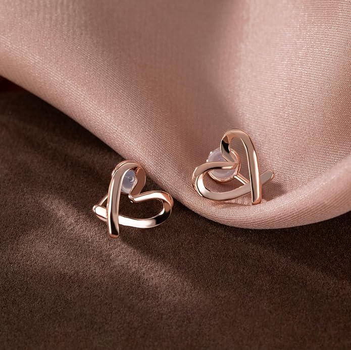 Reffeer Solid 925 Sterling Silver Love Heart Clip On Earrings Ear Cuffs for Women Teens Heart Wrap Earrings No Piercing