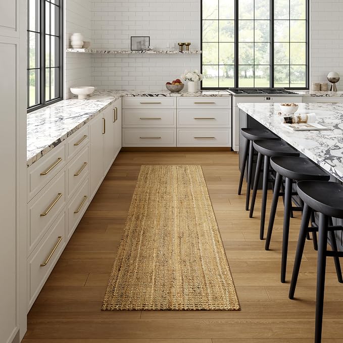 Nuloom Ashli Hand Woven, Natural, 2'6" x 6', Farmhouse, Jute, Soft and Textured, High Traffic, Stain Resistant, Easy Clean, Durable Runner for Bedroom, Living Room, Dining, Den, Foyer, Entryway