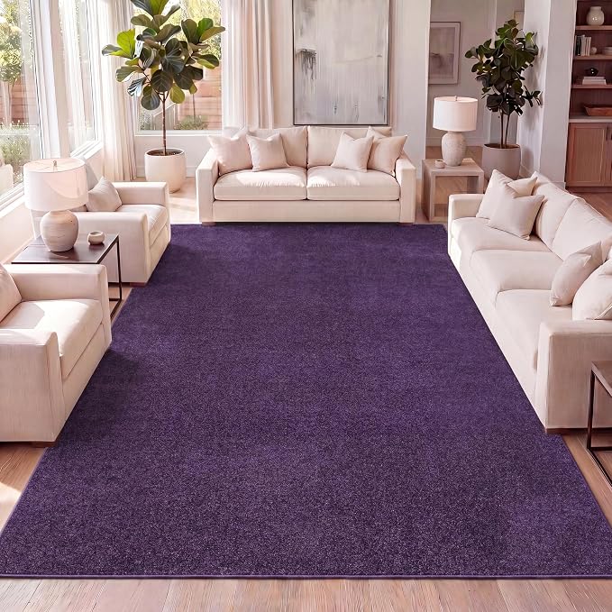 JONATHAN Y Haze Solid Low-Pile Purple Indoor Area Rug 4x6, Coastal,Bohemian,Minimalist,Classic, Easy-Cleaning for Living Room,Bedroom,Kitchen,Pet Friendly,Non-Shedding (SEU100N-4)