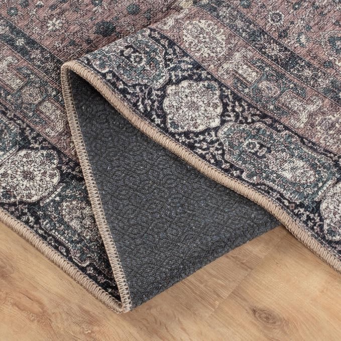 Bloom Rugs Washable Non-Slip 12 ft Runner - Cream/Green Traditional Medallion Runner for Entryway, Hallway, Bathroom, and Kitchen - Exact Size: 2.5' x 12'