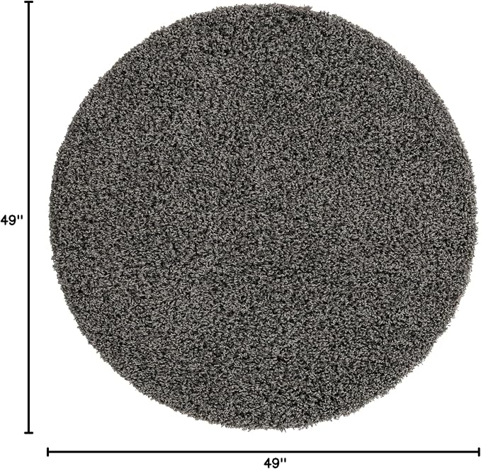 Unique Loom Solid Shag Collection Area Rug (4' 1" Round, Graphite Gray)