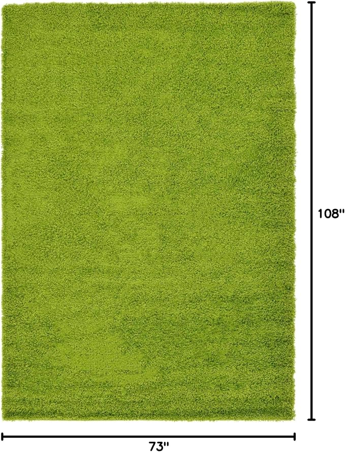 Unique Loom Solid Shag Collection Area Rug (6' 1" x 9' Rectangle, Grass Green)