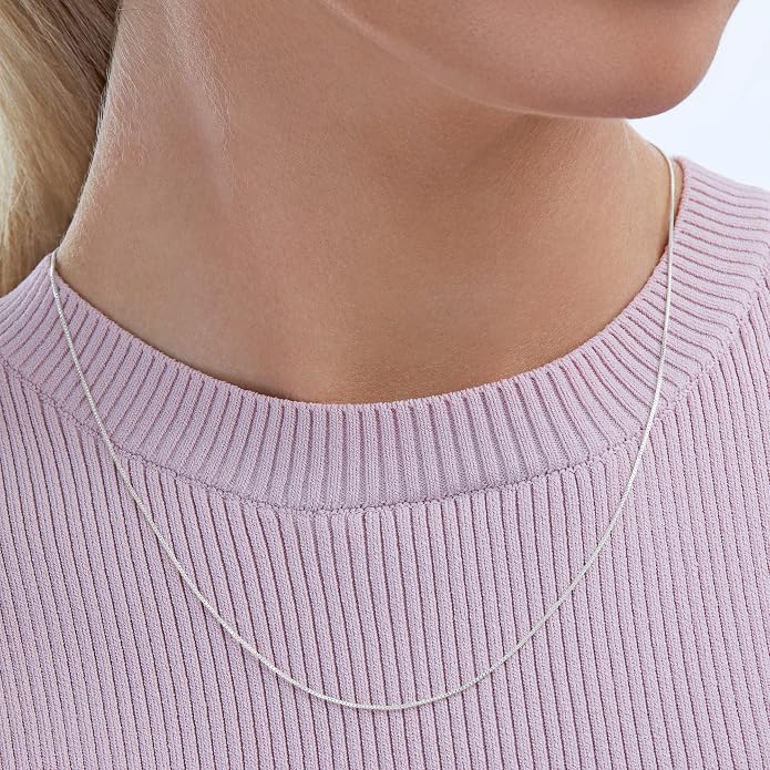 Amazon Essentials Sterling Yellow Gold or Silver Thin 0.8mm Box Chain Necklace