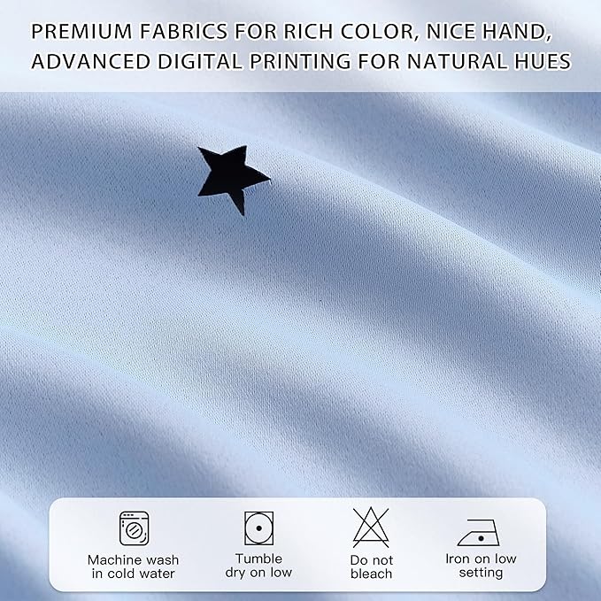 XiDi Sky Blue Blackout Curtains for Girls Bedroom Living Room 72 Inches Long 2 Panels Star Curtains Boys Kids Room Darkening Thermal Insulated Drapes Grommet Noise Reduction Window Treatments 52x72