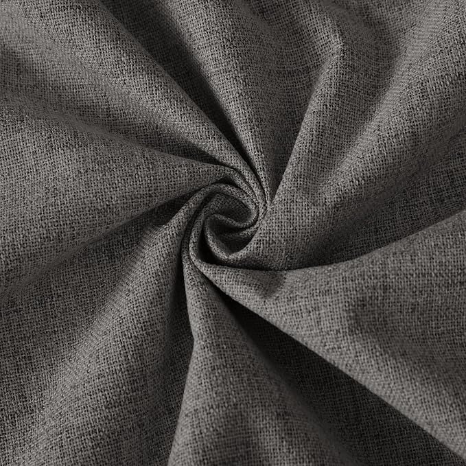 RYB HOME Pinch Pleated Back Tab Curtains Linen Textured 100% Blackout Curtains Thermal Insulated for Bedroom Living Room Bay Window Drapes, W 42 x L 90 inches, Grey, 2 Panels