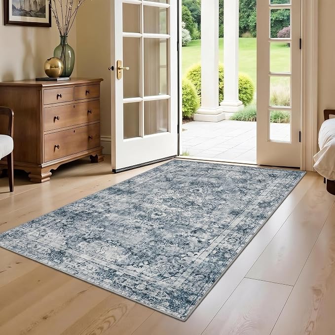 Joydeco 3x5 Area Rugs for Living Room, Light Grey | Non Slip Machine Washable Low Pile for Bedroom Dining Room Home Office Pet & Child Friendly