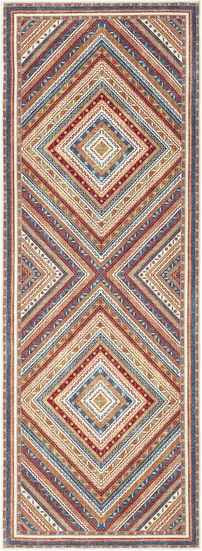 Keen Home Design 30"x120" Rug - Machine Washable Runner Rug with Non-Slip Backing, Ideal for Hallway, Entryway, Kitchen, Laundry Room - Vintage, Easy Clean, Durable, Low Pile - (2'6" x 10')
