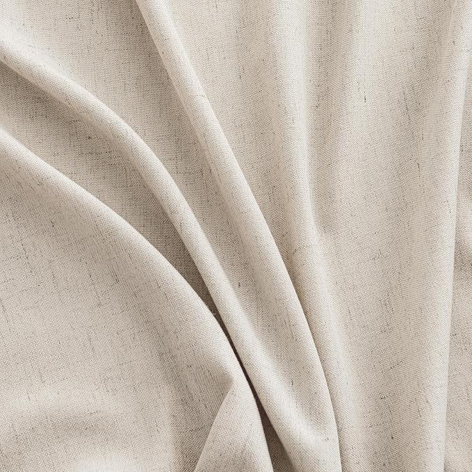 MIULEE Non-See-Through Privacy Linen Curtains 52W x 72L Inch Linen | 2 Panels, Light Filtering, Semi Sheer Window Curtains, Farmhouse Textured, Back Tab Drapes for Bedroom Living Room