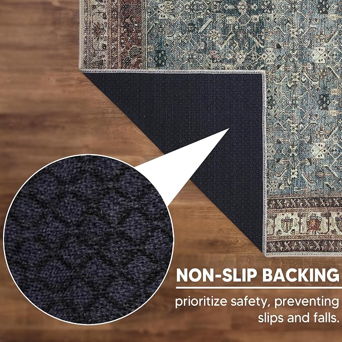 Keen Home Design 30"x120" Rug - Machine Washable Runner with Non-Slip Backing, Ideal for Hallway, Entryway, Kitchen, Laundry Room - Vintage, Easy Clean, Durable, Low Pile Rug - (2'6" x 10')