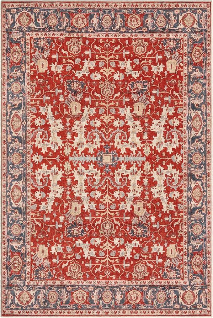 Keen Home Design 6x9 Rug - Machine Washable Area Rug with Non-Slip Backing, Ideal for Living Room, Dining Room, Bedroom - Vintage, Easy Clean, Durable, Low Pile Rug - (6' x 9')