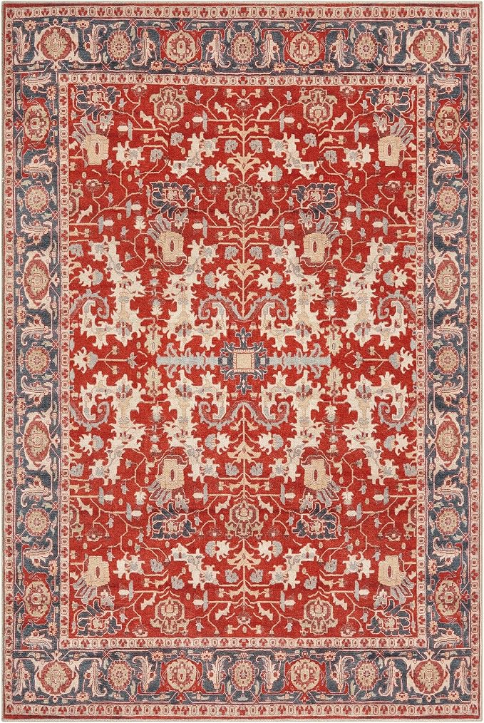 Keen Home Design 10x14 Rug - Machine Washable Area Rug with Non-Slip Backing, Ideal for Living Room, Dining Room, Bedroom - Vintage, Easy Clean, Durable, Low Pile Rug - (9'7" x 14')