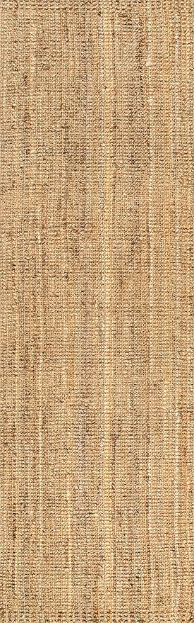 Nuloom Ashli Hand Woven, Natural, 2'6" x 6', Farmhouse, Jute, Soft and Textured, High Traffic, Stain Resistant, Easy Clean, Durable Runner for Bedroom, Living Room, Dining, Den, Foyer, Entryway