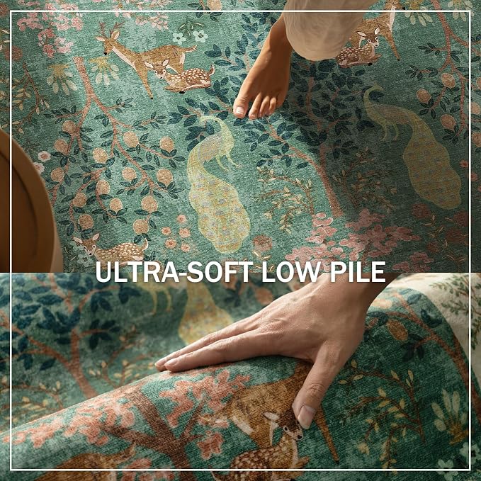 Washable Area Rugs for Living Room: 6x9 Bedroom Rug Stain Resistant Non Slip Low Pile Lightweight Soft Carpets for Living Room Dining Room Kitchen Nursery Kids Room Farmhouse Indoor