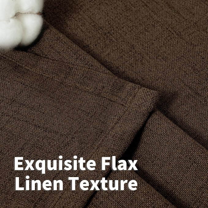 YoungsTex Brown Linen Curtains 90 Inches Length for Living Room,Chocolate Semi Sheer Window Treatments with Bronze Grommet Light Filtering for Bedroom Dining Room Farmhouse, 52 x 90 Inch, 2 Panels