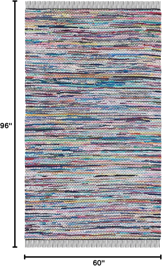 SAFAVIEH Montauk Collection Area Rug - 5' x 8', Black & Pink, Handmade Flat Weave Cotton, Ideal for High Traffic Areas in Living Room, Bedroom (MTK251Z)