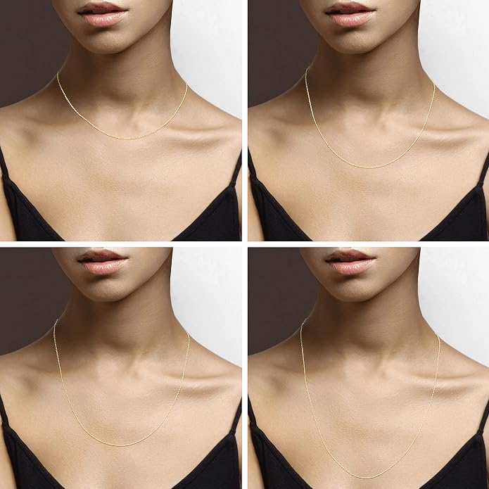 Miabella Italian 925 Sterling Silver, 18K Gold Plated 925 Sterling Silver 1.3mm Adjustable Diamond Cut Thin Bolo Cable Chain Necklace for Women, Slider Chain 14-24 Inch Made in Italy