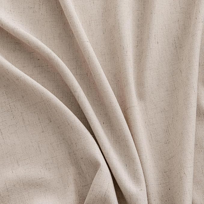 MIULEE Non-See-Through Privacy Linen Curtains 52W x 72L Inch Burlywood | 2 Panels, Light Filtering, Semi Sheer Window Curtains, Farmhouse Textured, Back Tab Drapes for Bedroom Living Room