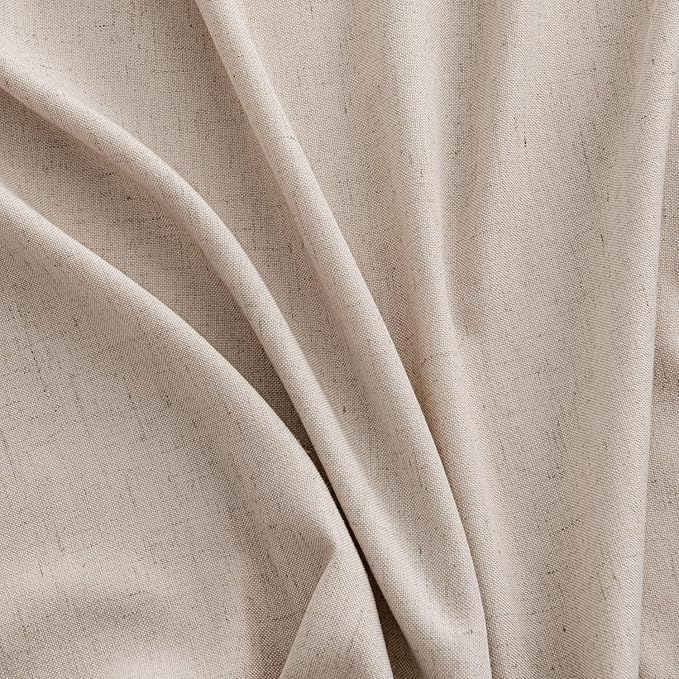 MIULEE Non-See-Through Privacy Linen Curtains 52W x 90L Inch Burlywood | 2 Panels, Light Filtering, Semi Sheer Window Curtains, Farmhouse Textured, Back Tab Drapes for Bedroom Living Room