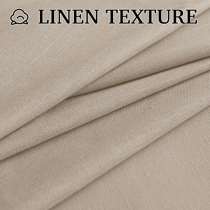 RYB HOME Guaze Burlap Curtains 95 inches Long, Large Window Treatment Back Tab Thick Linen Texture Fabric Privacy Added Drapery for Sliding Glass Door, Taupe, W 52 x L 95 inches, 2 Panels Set