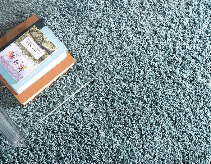 Unique Loom Solid Shag Collection Area Rug (2' 7" x 10' Runner Light Slate Blue)
