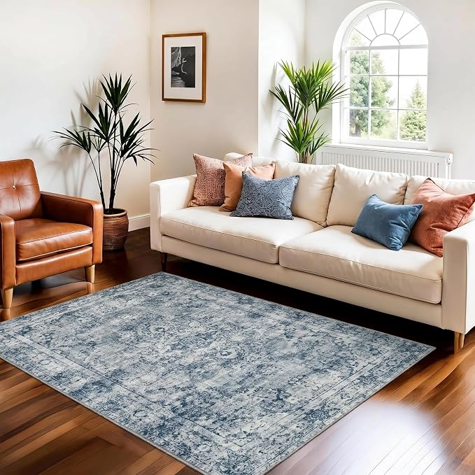 Joydeco 3x5 Area Rugs for Living Room, Light Grey | Non Slip Machine Washable Low Pile for Bedroom Dining Room Home Office Pet & Child Friendly