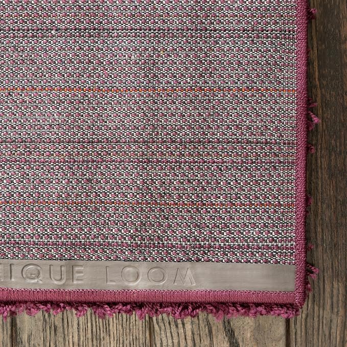 Unique Loom Solid Shag Collection Area Rug (7' 1" x 10' Rectangle, Eggplant Purple)