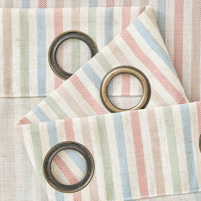 jinchan Linen Curtains 63 inch Candy Stripe for Kids Room Grommet 2 Panels | Kids Curtains for Living Room Baby Girls Room,Ticking Stripe,Nursery Drapes, Window Treatments,Cottagecore,Light Filtering