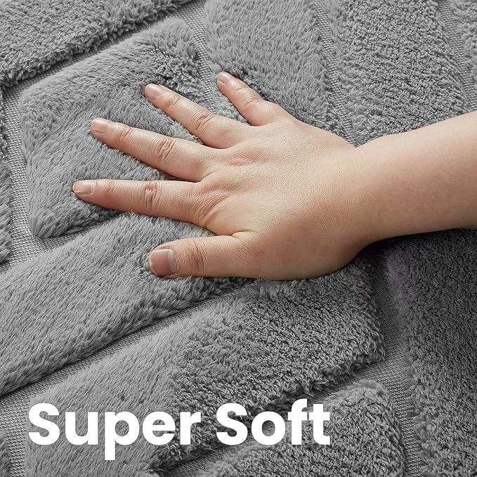 Macgace Ultra Soft Grey Area Rug for Bedroom, 4x6 Modern Geometric Shag Rugs with Nonslip Backing for Living Room, Washable Fuzzy Carpet for Cozy Kids Room