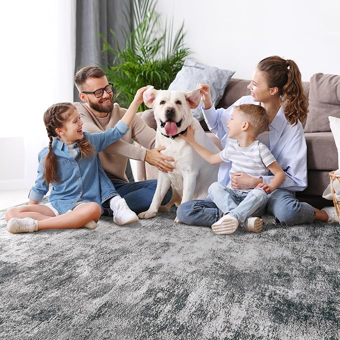 10x14 Area Rugs Large Living Room Rug Washable: Modern Abstract Rug Indoor Modern Carpet Non Slip for Dining Room Bedroom Nursery Home Office Black
