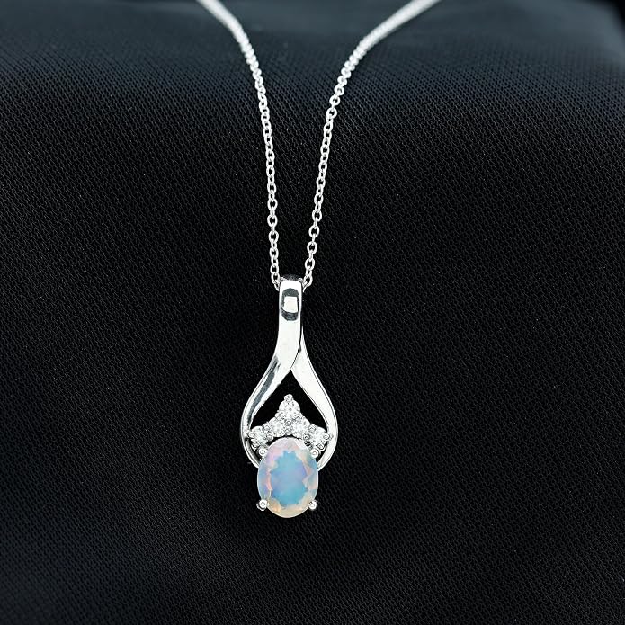 Natural 1.2 Carat Ethiopian Opal Teardrop Necklace With Silver Chain, AAA Quality - Fine Jewelry Gift