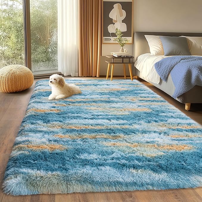 Pink Rugs for Bedroom Girls, 4x5.9 Shag Carpet for Living Room | Shaggy Shag Carpet, Soft and Comfy, Non Slip Big Fuzzy Carpet for Bedroom Nursery Kids Girls Boys Room Dorm Home Decor