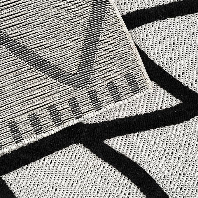 CAMILSON Modern Rug 10x14 Luxury Diamond Pattern Large Micro Loop Area Rugs Soft High-Low Pile Stain Resistant Easy to Clean Non-Shedding Durable Living Room Bedroom Indoor Carpet (Black/White)