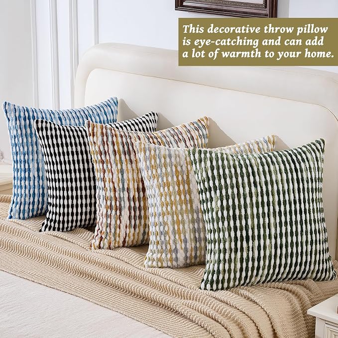 AmHoo Set of 2 Boho Chenille Pillow Cover Decorative Tufted Pillowcase for Couch Bed Sofa Bedroom Living Room Modern 18 x 18-Inch Grey