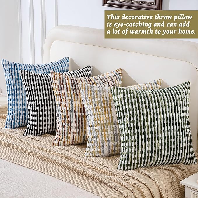 AmHoo Boho Chenille Pillow Cover Decorative Tufted Pillowcase for Couch Bed Sofa Bedroom Living Room Modern 18 x 18-Inch Black