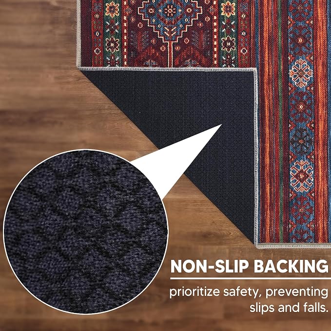 Keen Home Design 5x7 Rug - Machine Washable Area Rug with Non-Slip Backing, Ideal for Living Room, Dining Room, Bedroom - Vintage, Easy Clean, Durable, Low Pile Rug - (5' x 7')