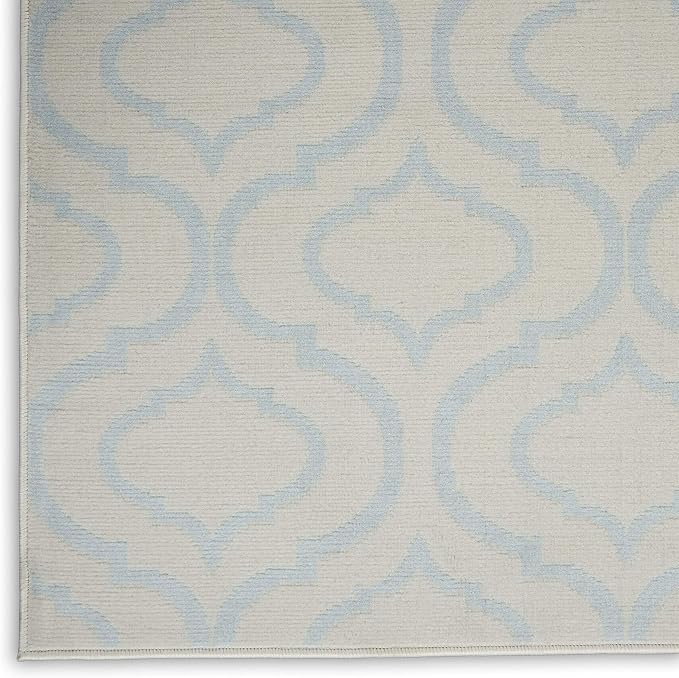 Nourison Home Jubilant Trellis Ivory/Blue 5'3" x 7'3" Area -Rug, Easy -Cleaning, Non Shedding, Bed Room, Living Room, Dining Room, Kitchen (5x7)
