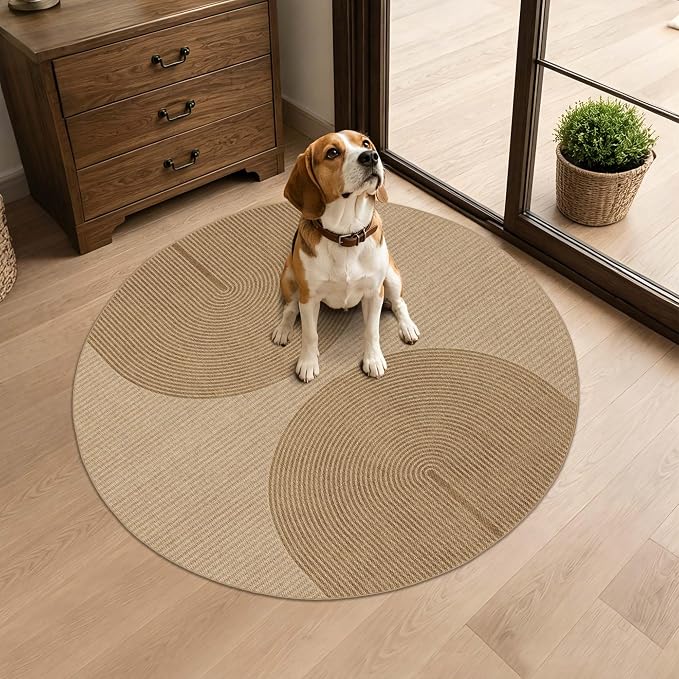 Non-Slip Jute Rug for Entryway: 3x3 Outdoor Mat - Geometric Arch Pattern | Safe Walking for Family All Day and Help with Cutting Slip Falls by 70%