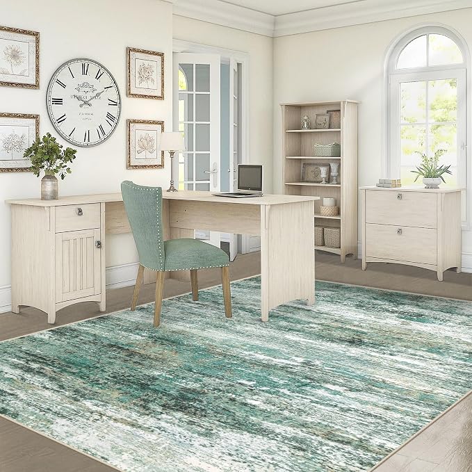 XLUEZ 5x7 Area Rugs for Living Room, Washable Modern Abstract Large Area Rug Neutral Soft Non Slip Kids Rug Stain Resistant Indoor Carpet for Bedroom Nursery Dining Room Playroom(Green, 5'x7')