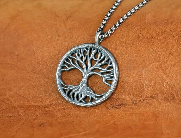 Baldur Jewelry - Handcrafted Yggdrasil Viking Norse World Tree of Life Pendant Necklace Amulet Jewelry | 925 Sterling-Silver Tree of Life Necklace | Viking Gifts |Jewelry for Men Women