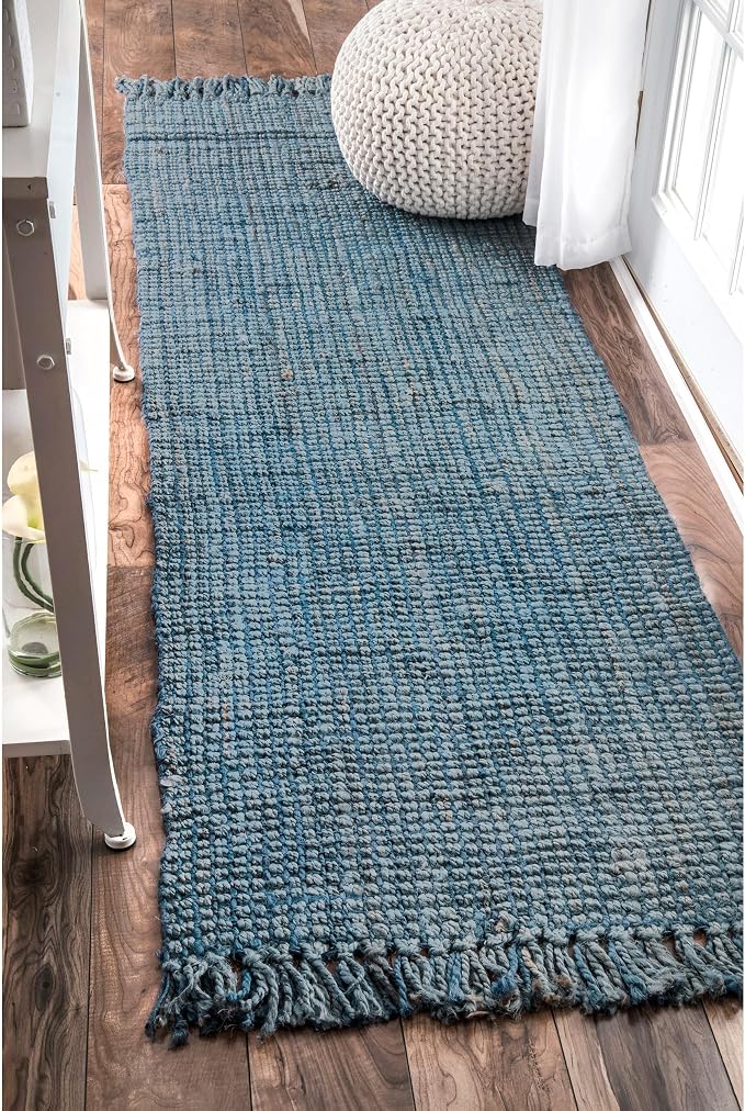 nuLOOM Daniela Blue Solid Flatweave Runner Rug, 2' x 8'