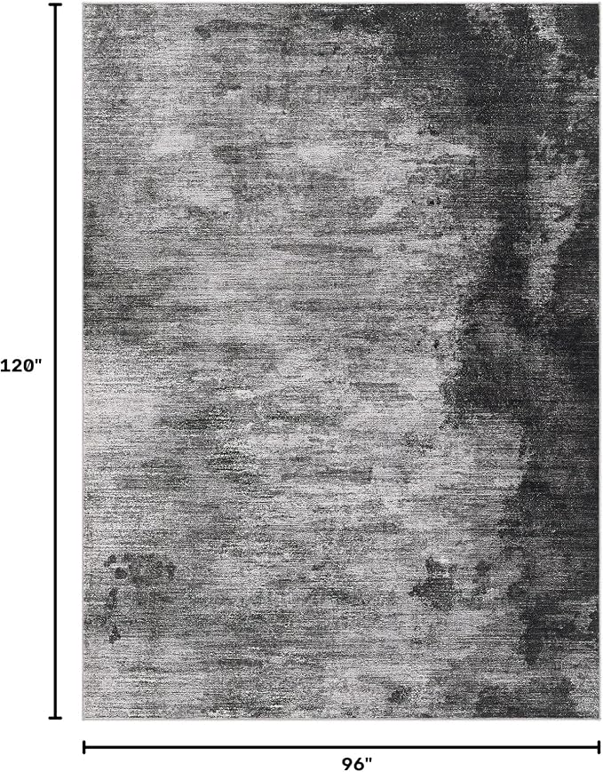 DMOYEST 8x10 Area Rug for Living Room, Washable & Non Slip Large Indoor Carpet, Kid & Pet Friendly Soft Thin Low Pile Abstract Rug for Bedroom and Office - Dark Grey Blue