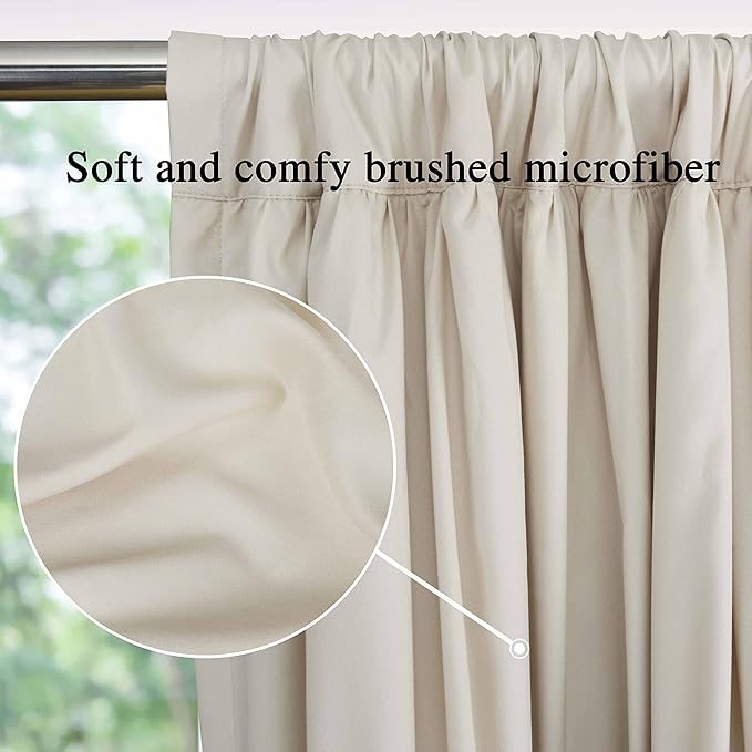 Homechoice Decor Thermal Insulated Window Curtains, 54" W x 84" L (Pair) | Camel Boho Ruched Blackout Window Treatments with 3 Rows of Butterfly Flowers, Rustic Rod Pocket Drapes for Room (LQ-30)