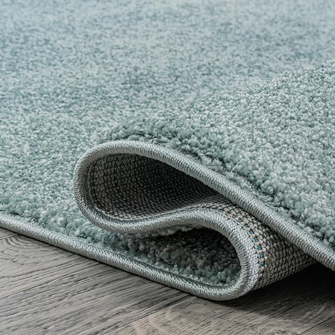 JONATHAN Y Haze Solid Low-Pile Aqua Blue 5x5 Square Indoor Area Rug, Coastal,Bohemian,Minimalist,Classic, Easy-Cleaning for Living Room,Bedroom,Kitchen,Pet Friendly,Non-Shedding (SEU100S-5SQ)
