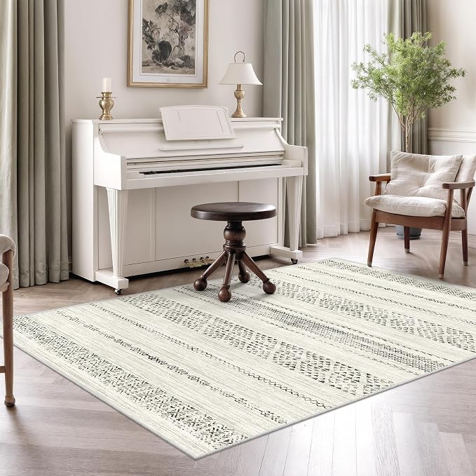 3x5 Washable Rug Moroccan Small Entryway Rug Non Slip Indoor Floor Carpet Foldable Thin Rugs for Kitchen Bedroom with Low Pile(Grey,3'x5')