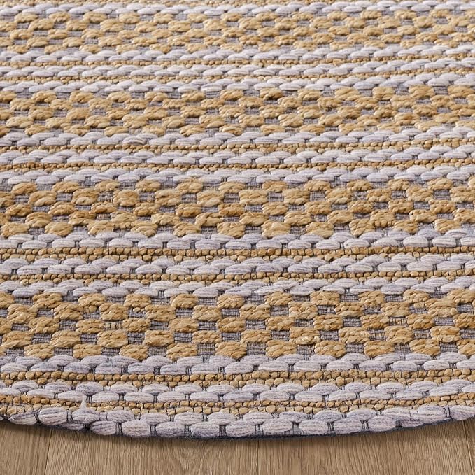 Martha Stewart X SAFAVIEH Collection Area Rug - 6' Round, Natural & Grey, Handmade Wool & Jute, Ideal for Living Room, Bedroom, Dining Space (MSR9528F)