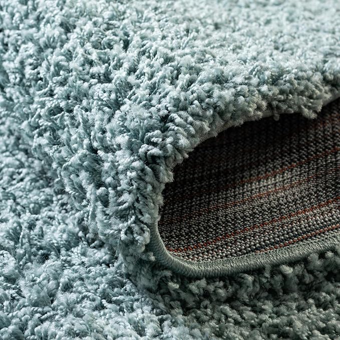 Unique Loom Solid Shag Collection Area Rug (5' 1" x 8' Oval, Light Slate Blue)