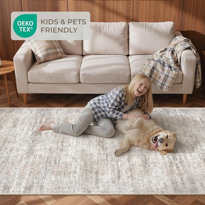 3x10 Runner Rug Non Slip,Washable Hallway Runner Rug,Taupe | Long Neutral Rugs for Kitchen,Entryway,Bedroom,Bathroom,Laundry Room,Thin,Soft Runner Rug,Stain Resistant Indoor Carpet